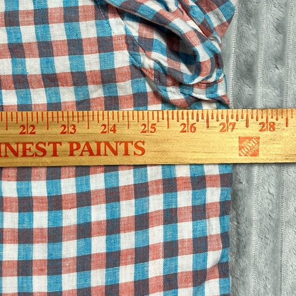 Jos A Bank Linen Button Up Shirt Men's 2XL Gingham Plaid Colorful Beach Resort - Picture 10 of 15